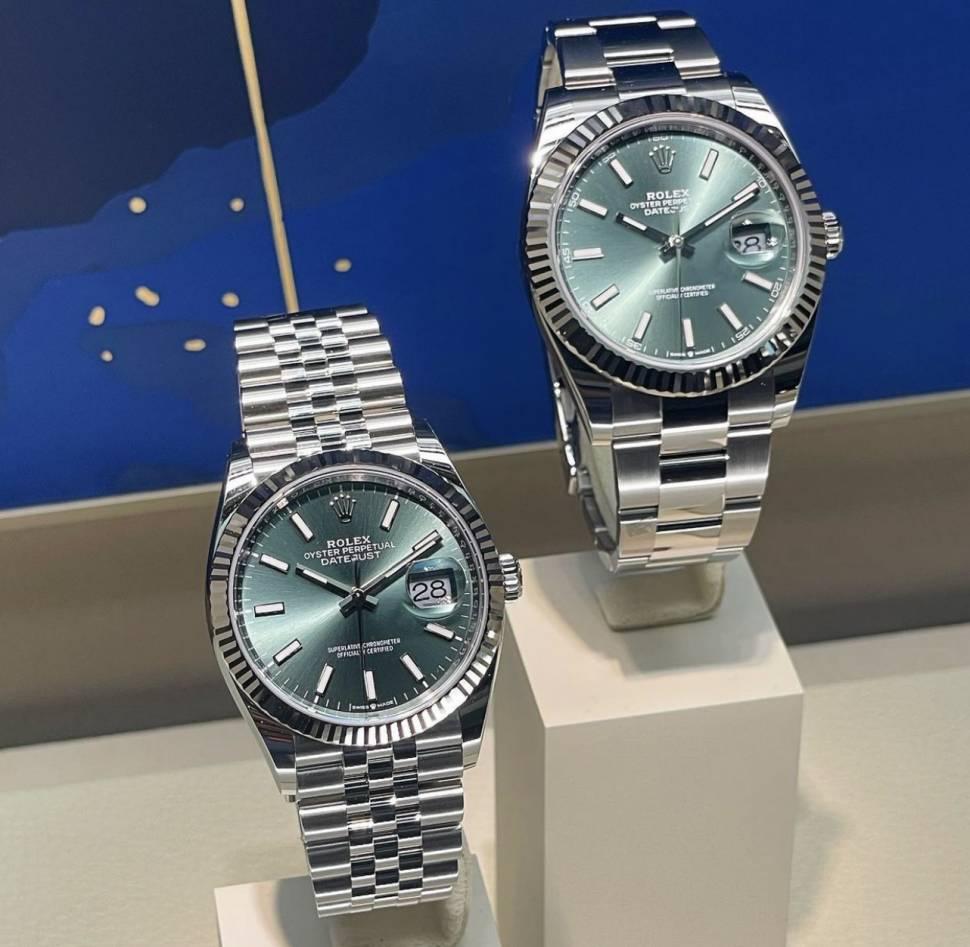 Rolex Datejust 41 Oyster Green Dial Oystersteel & White Gold Strap Watch for Men - M126334-0027