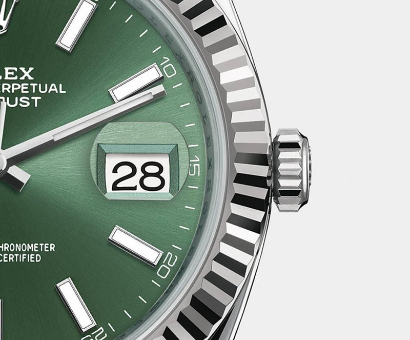 Shop Rolex Datejust 41 Oyster Mint Green Dial Oyster Steel & White Gold Strap Watch for Men - M126334-0028 in USA