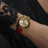 Guess Trend Dragon Gold Dial Red Leather Strap Watch For Women - GW0646L1 Buy Now By Guess