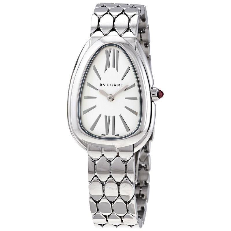 Bvlgari Serpenti Seduttori Quartz White Dial Silver Steel Strap Watch for Women - SERPENTI103141