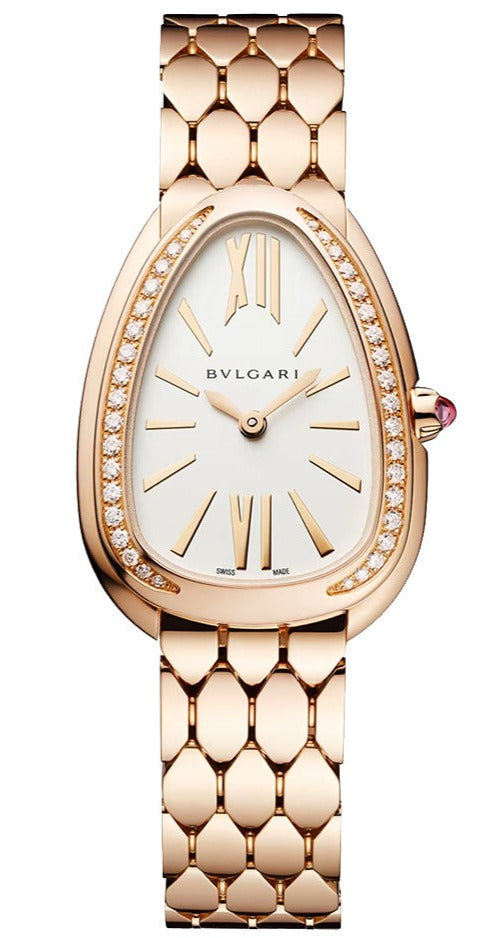 Bvlgari Serpenti Seduttori Diamonds Silver Dial Rose Gold Steel Strap Watch for Women - SERPENTI103146
