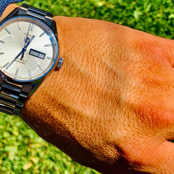 Tag Heuer Carrera Calibre 5 Automatic White Dial Silver Steel Strap Watch for Men - WAR201B.BA0723 Buy Now By Tag Heuer