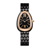 Bvlgari Serpenti Seduttori Diamonds Black Dial Black Steel Strap Watch for Women - SERPENTI103706