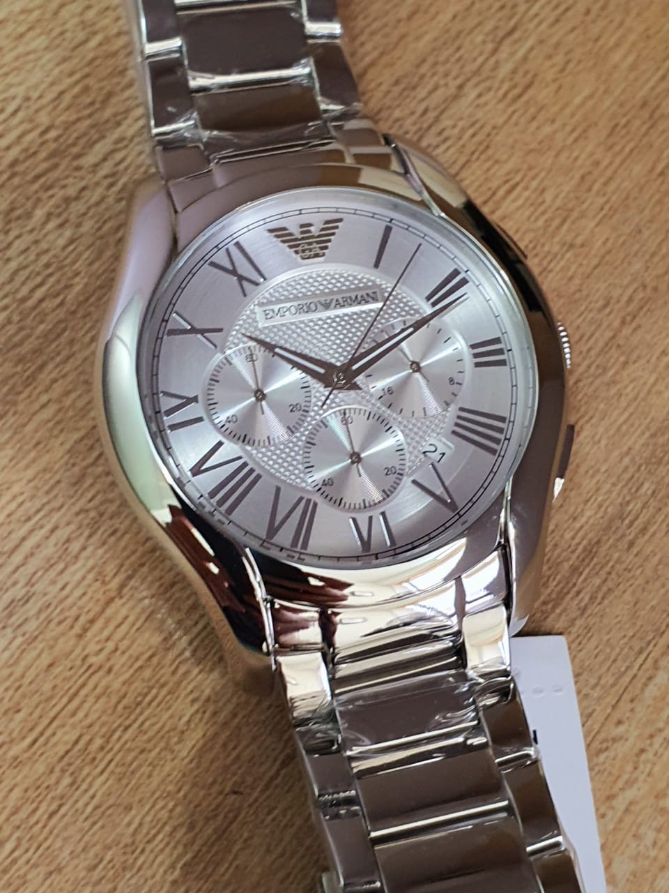 Emporio Armani Valente Chronograph Silver Dial Silver Steel Strap Watch For Men - AR11081
