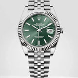 Shop Rolex Datejust 41 Oyster Mint Green Dial Oyster Steel & White Gold Strap Watch for Men - M126334-0028 in USA