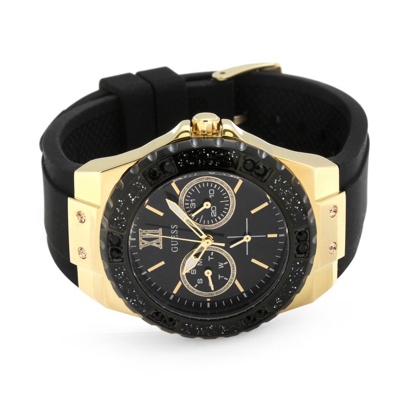Shop Guess Black Dial Black Rubber Strap Watch For Women - W1053L7 in USA
