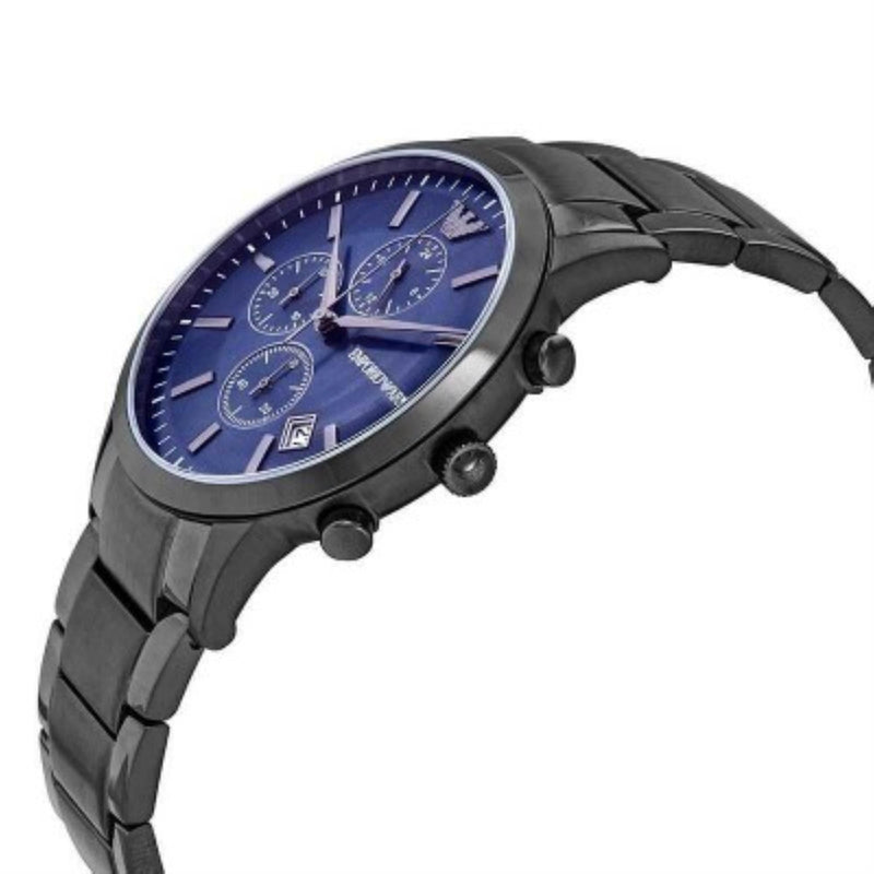 Emporio Armani Renato Chronograph Quartz Blue Dial Black Steel Strap Watch For Men - AR11215 Buy Now By Emporio Armani