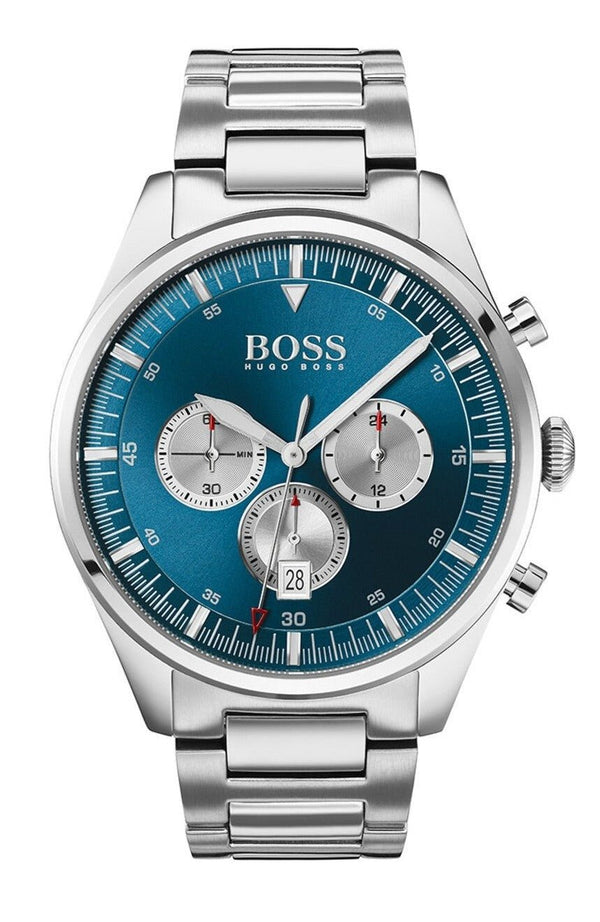 Shop Hugo Boss Pioneer Blue Dial Silver Steel Strap Watch for Men - 1513713 in USA