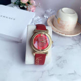 Versace V-Motif Red Dial Red Leather Strap Watch for Women - VERE00418 Buy Now By Versace