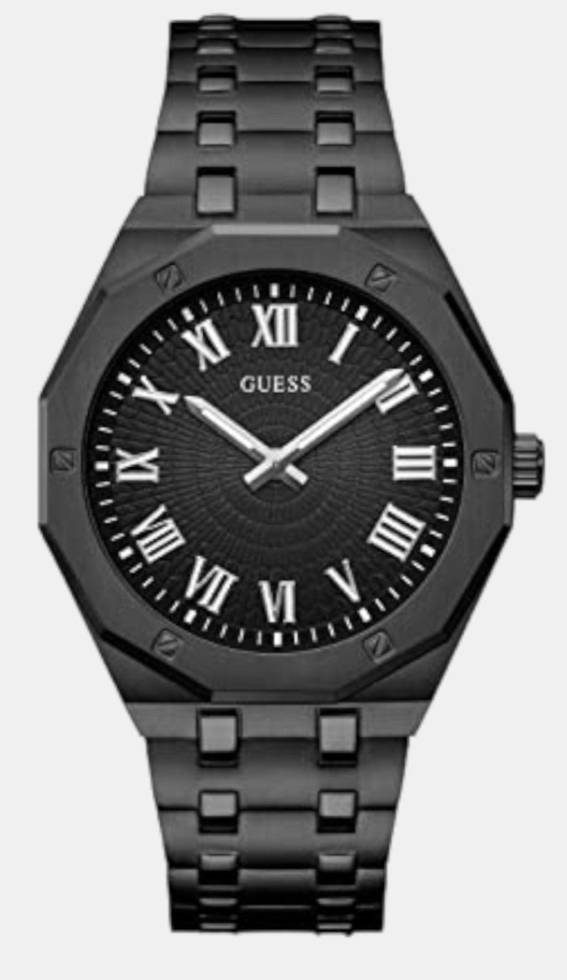 Shop Guess Asset Quartz Black Dial Black Steel Strap Watch For Men - GW0575G3 in USA