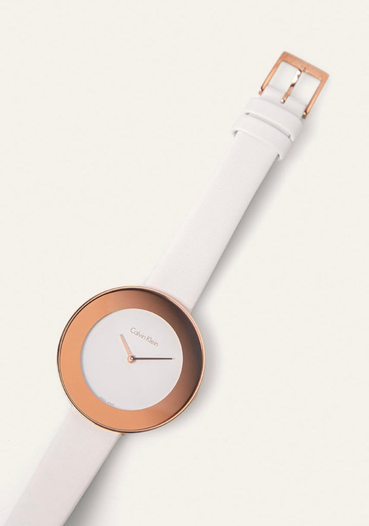 Calvin Klein Chic White Dial White Leather Strap Watch for Women - K7N236K2 Buy Now By Calvin Klein