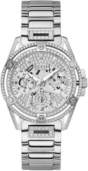 Shop Guess Queen Quartz Silver Dial Silver Steel Strap Watch For Women - GW0464L1 in USA