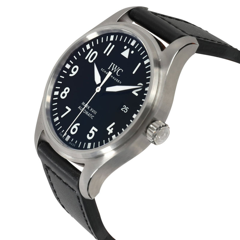 IWC Pilot's Mark XVIII 40mm Black Dial Black Leather Strap Watch for Men - IW327001 Buy Now By IWC