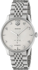 Shop Gucci G Timeless Automatic Silver Dial Silver Steel Strap Watch for Men - YA126354 in USA