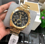 Michael Kors Brecken Chronograph Quartz Black Dial Gold Steel Strap Watch For Men - MK8481 Buy Now By Michael Kors