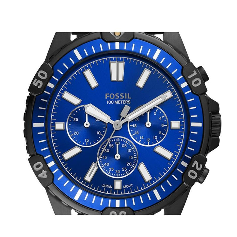 Fossil Garrett Chronograph Blue Dial Black Rubber Strap Watch for Men - FS5695 Buy Now By Fossil