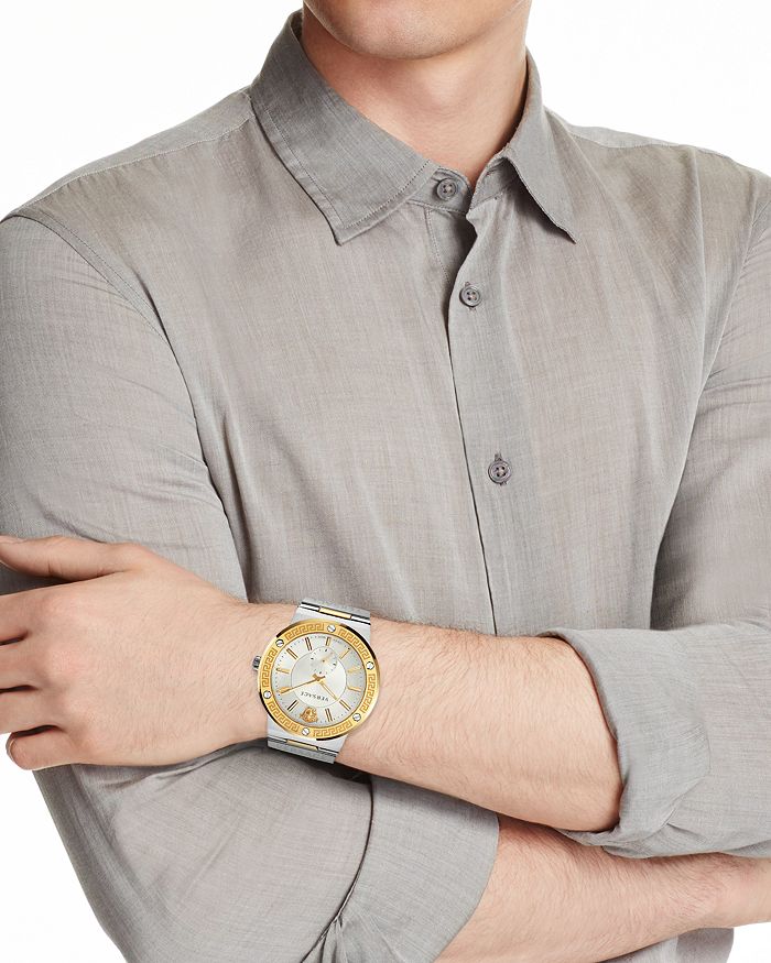 Versace Greca Silver Dial Two Tone Steel Strap Watch for Men - VEVI00320 Buy Now By Versace