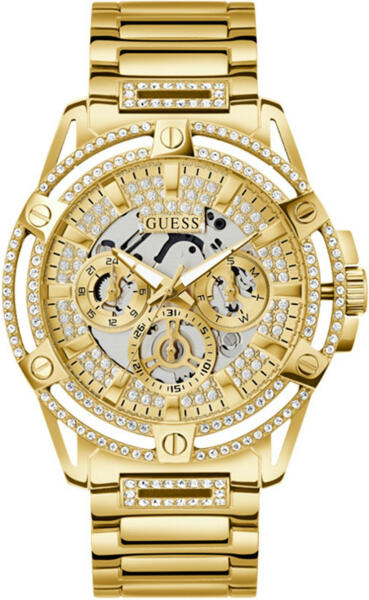 Shop Guess Queen Quartz Gold Dial Gold Steel Strap Watch For Men - GW0497G2 in USA