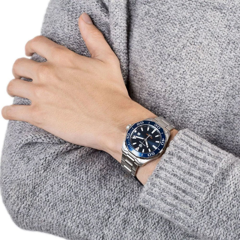 Tag Heuer Aquaracer Blue Dial Silver Steel Strap Watch for Men - WAY101C.BA0746 Buy Now By Tag Heuer