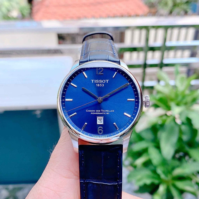 Tissot Chemin Des Tourelles Powermatic 80 Blue Dial Blue Leather Strap Watch for Men - T099.407.16.047.00 Buy Now By Tissot