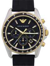 Emporio Armani Sigma Chronograph lack Dial Black Rubber Strap Watch For Men - AR80003 Buy Now By Emporio Armani
