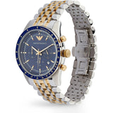 Emporio Armani Tazio Chronograph Blue Dial Gold & Silver Stainless Steel Strap Watch For Men - AR8030 Buy Now By Emporio Armani