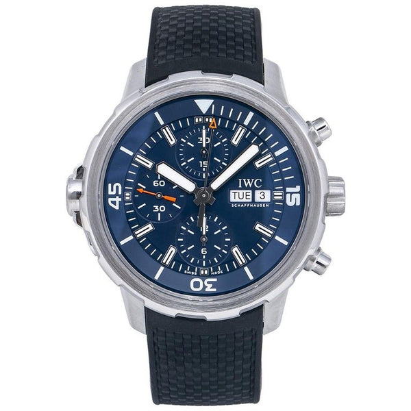 Shop IWC Aquatimer Automatic Chronograph 44mm Blue Dial Black Rubber Strap Watch for Men - IW376805 in USA