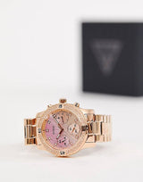 Guess Confetti Pink Dial Rose Gold Steel Strap Watch For Women - W0774L3 Buy Now By Guess