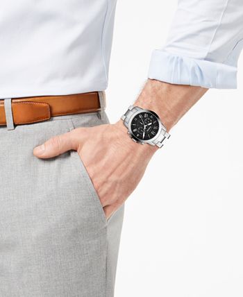 Fossil Grant Chronograph Black Dial Silver Steel Strap Watch for Men - FS4736 Buy Now By Fossil