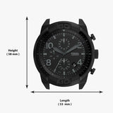 Fossil Bronson Chronograph Black Dial Black Leather Strap Watch for Men - FS5874 Buy Now By Fossil