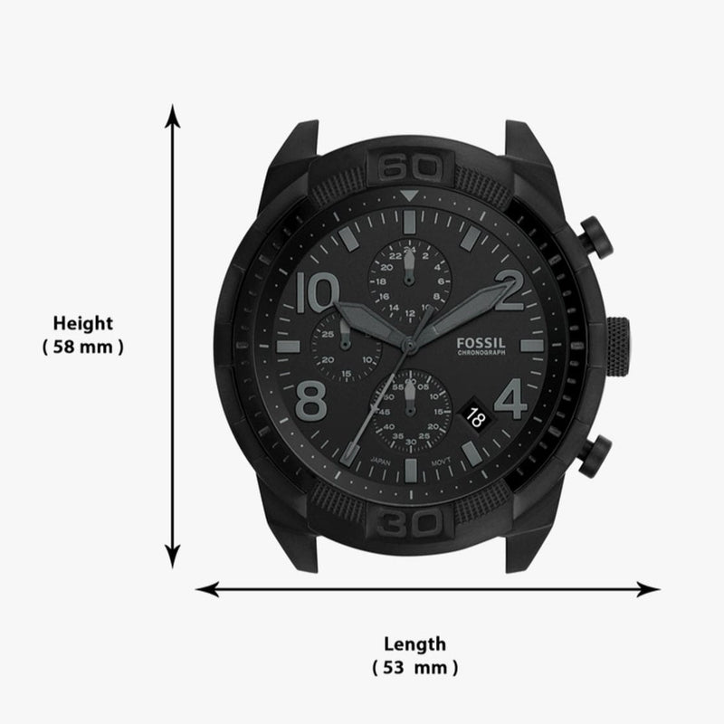 Fossil Bronson Chronograph Black Dial Black Leather Strap Watch for Men - FS5874 Buy Now By Fossil