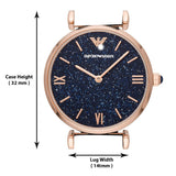 Emporio Armani Gianni T-Bar Quartz Blue Dial Blue Leather Strap Watch for Women - AR11424 Buy Now By Emporio Armani