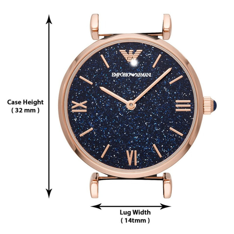 Emporio Armani Gianni T-Bar Quartz Blue Dial Blue Leather Strap Watch for Women - AR11424 Buy Now By Emporio Armani