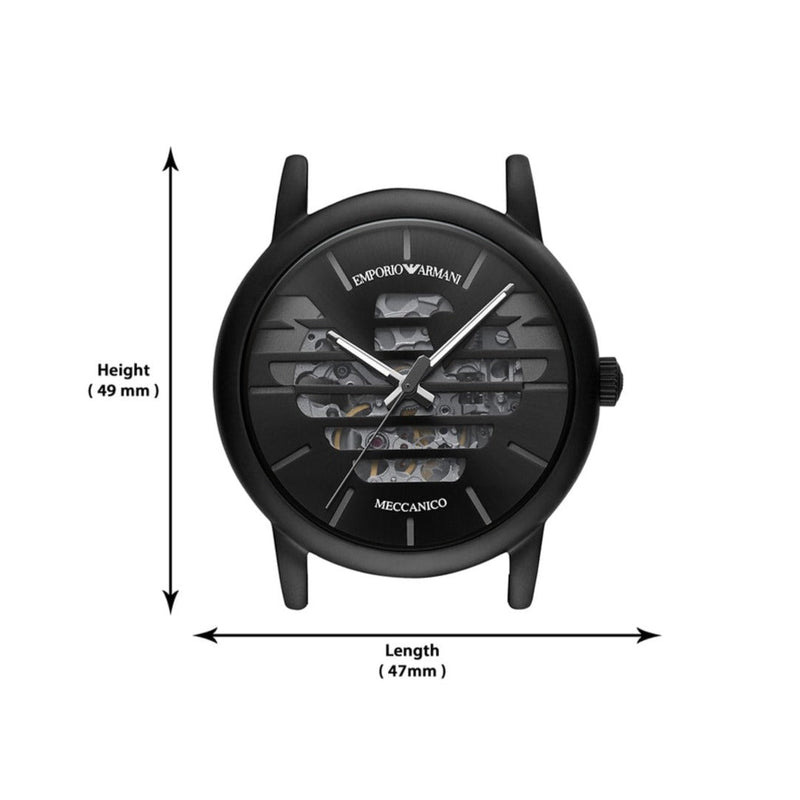Emporio Armani Meccanico Quartz Black Dial Black Leather Strap Watch For Men - AR60032 Buy Now By Emporio Armani