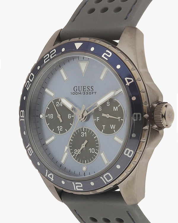 Shop Guess Odyssey Blue Dial Grey Rubber Strap Watch For Men - W1108G6 in USA