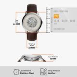 Fossil Neutra Automatic Skeleton White Dial Brown Leather Strap Watch for Men - ME3184