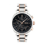 Hugo Boss Grand Prix Chronograph Black Dial Two Tone Steel Strap Watch for Men - 1513473