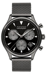 Movado Heritage Calendoplan Chronograph Black Dial Grey Mesh Strap Watch for Men - 3650100 Buy Now By Movado