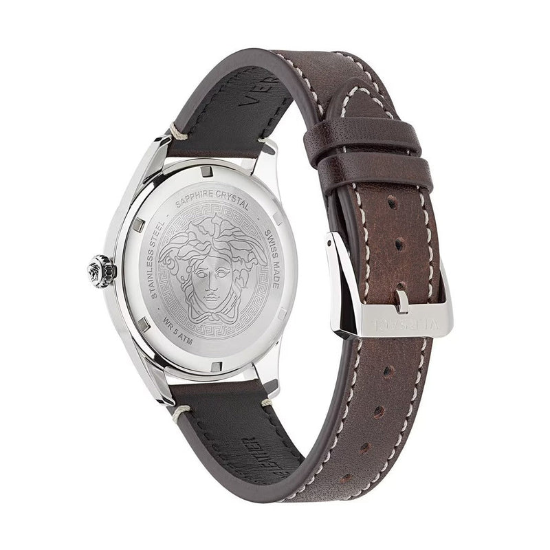 Versace Greca Time Quartz Blue Dial Brown Leather Strap Watch For Men - VE3K00122 Buy Now By Versace