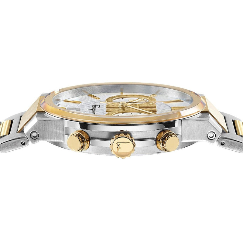 Shop Salvatore Ferragamo F-80 Classic White Dial Two Tone Steel Strap Watch for Men - SFME00821 in USA
