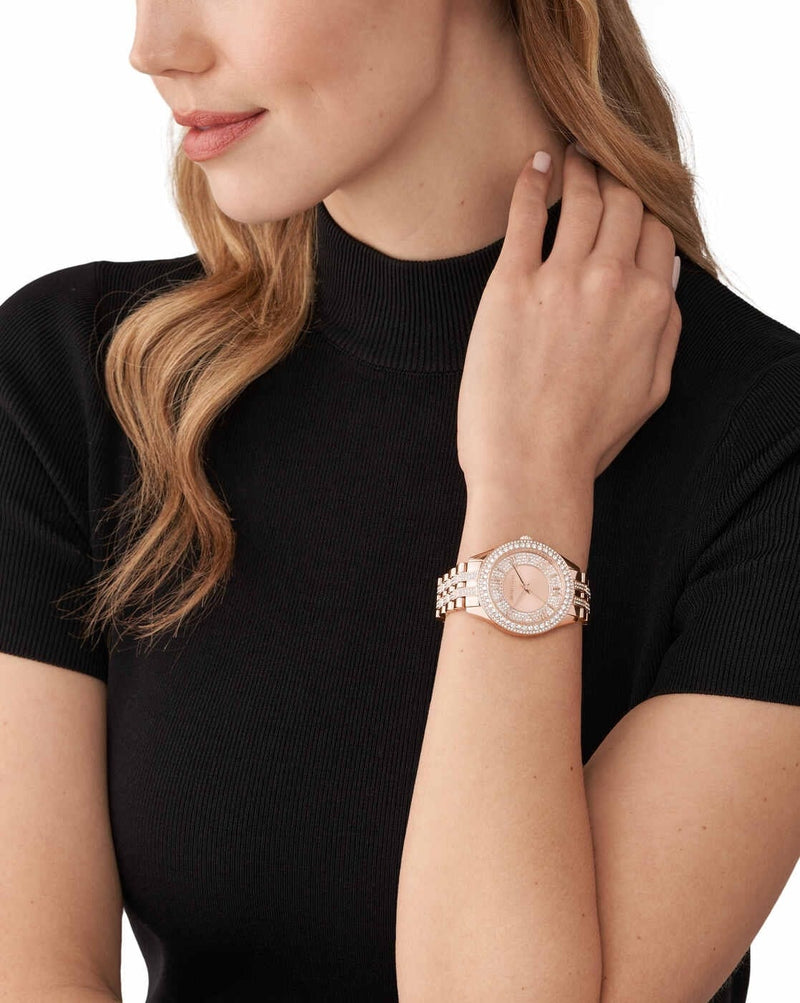 Michael Kors Harlowe Rose Gold Dial Rose Gold Steel Strap Watch For Women - MK4710 Buy Now By Michael Kors