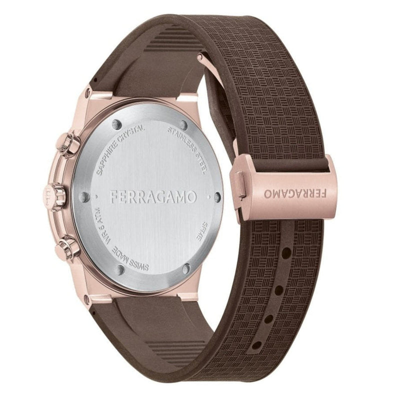 Salvatore Ferragamo Sapphire Chrono Brown Dial Brown Rubber Strap Watch for Men - SFME01023 Buy Now By Salvatore Ferragamo