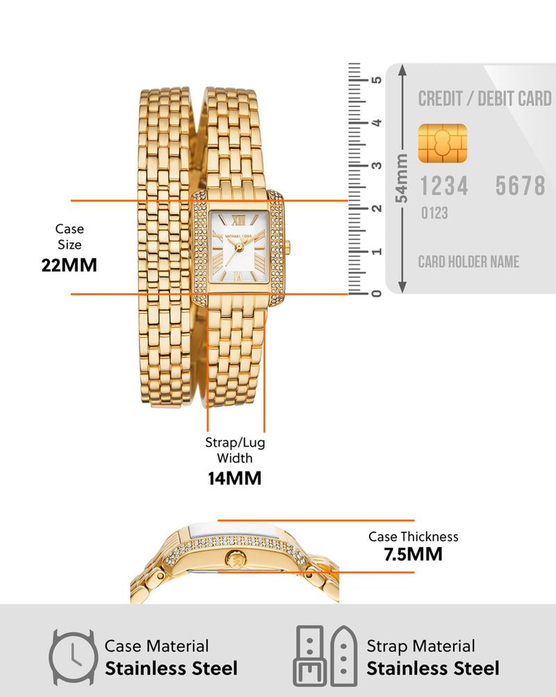 Michael Kors Emery Pave Double Wrap White Dial Gold Steel Strap Watch for Women - MK4833 Buy Now By Michael Kors