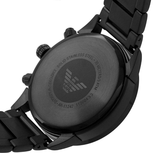 Emporio Armani Mario Chronograph Black Dial Black Steel Strap Watch For Men - AR11242 Buy Now By Emporio Armani