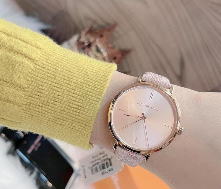 Michael Kors Jayne Three Hand Rose Gold Dial Pink Leather Strap Watch For Women - MK7130 Buy Now By Michael Kors