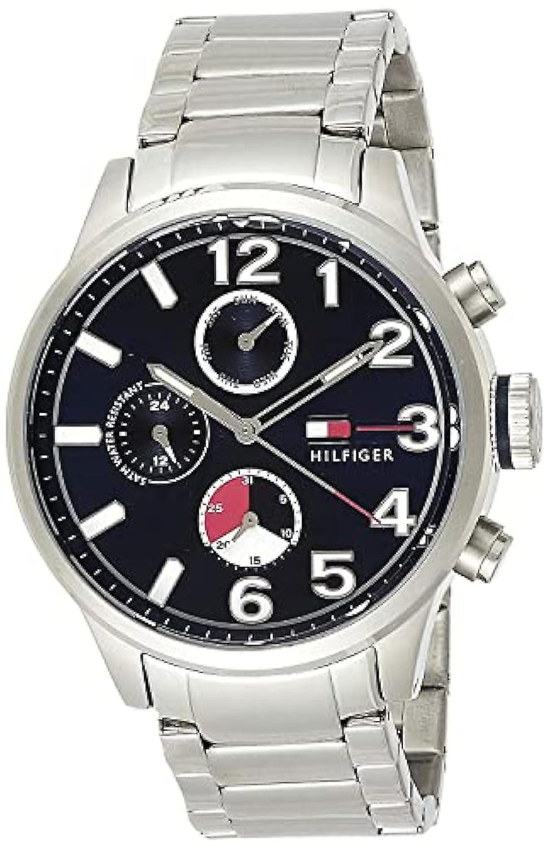 Shop Tommy Hilfiger Jackson Chronograph Blue Dial Silver Steel Strap Watch for Men - 1791242 in USA