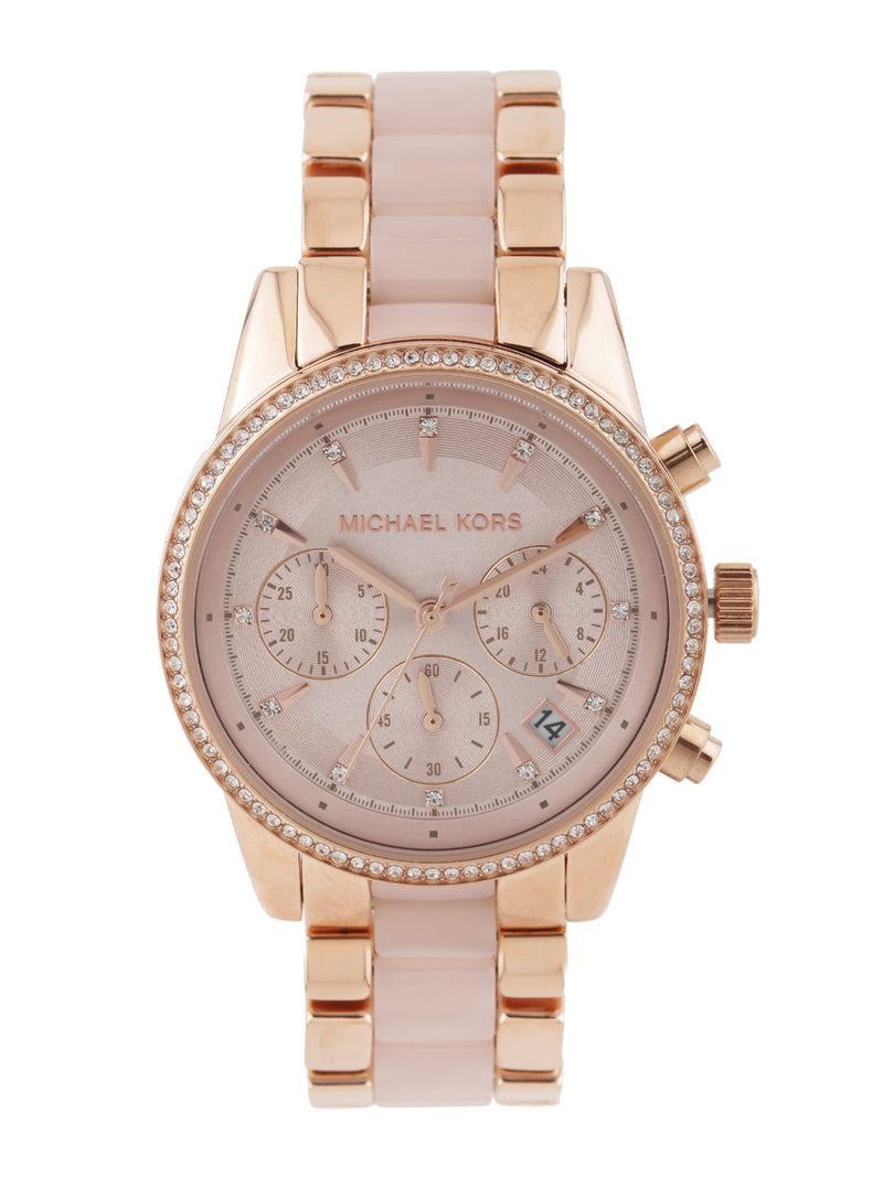 Michael Kors Ritz Chronograph Rose Gold Dial Two Tone Steel Strap Watch for Women - MK6307 Buy Now By Michael Kors
