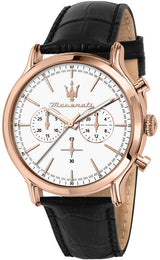 Maserati Epoca Chronograph White Dial Black Leather Strap Watch For Men - R8871618016 Buy Now By Maserati