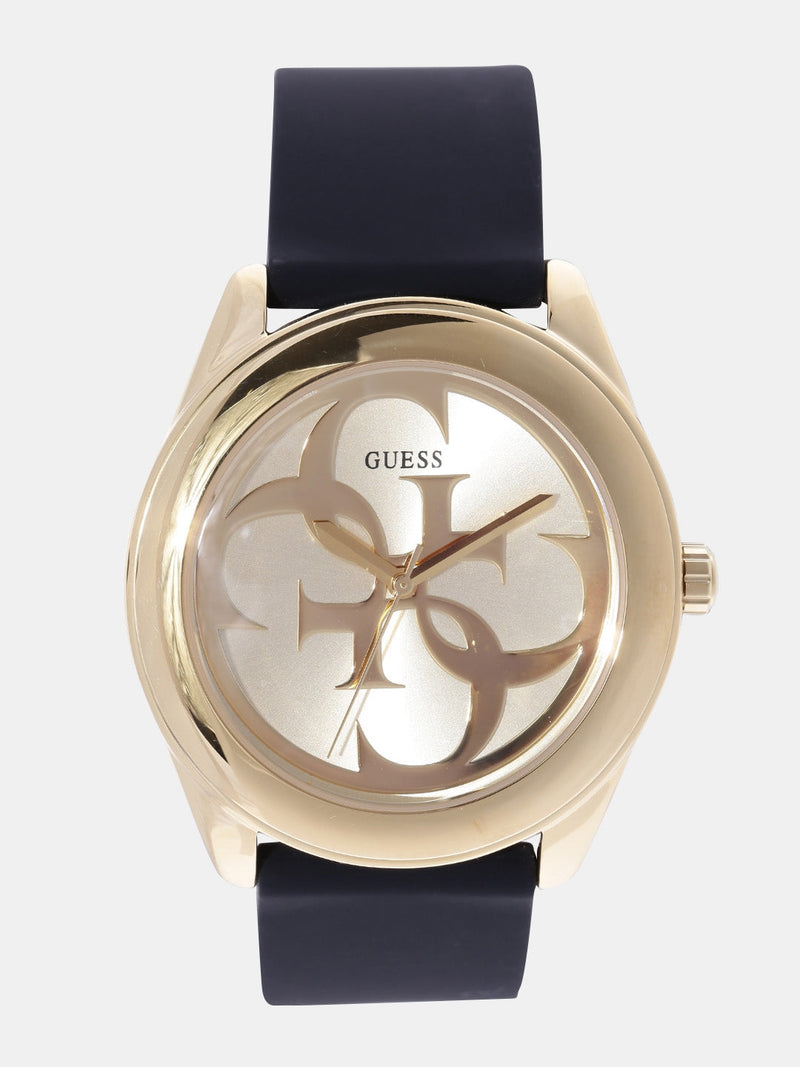 Guess G Twist Gold Dial Black Leather Strap Watch for Women - W0911L3 Buy Now By Guess