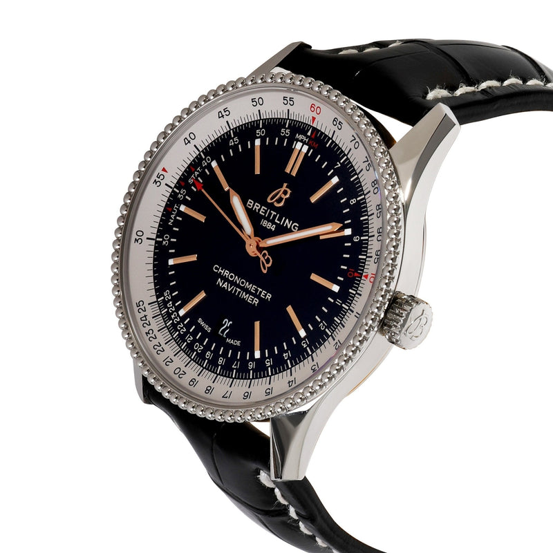 Shop Breitling Navitimer 1 Automatic 41mm Black Dial Black Leather Strap Mens Watch - A17326211B1P2 in USA